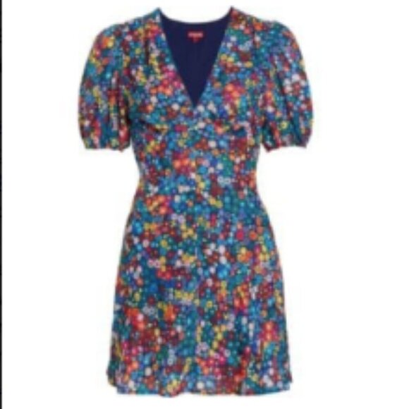 STAUD Milla Floral-Print Crêpe de Chine Minidress Size 10 (runs small) EUC - Picture 2 of 10